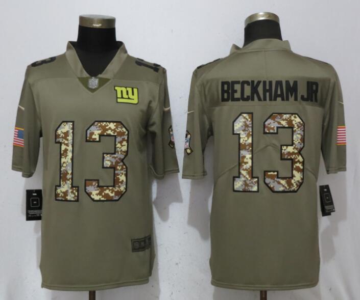 Men New York Giants #13 Beckham jr Olive Camo Carson Salute to Service Nike Limited NFL Jerseys->new york giants->NFL Jersey